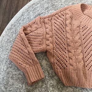 BNWoT UO | S | Peach Cableknit Crochet Soft Cropped Sweater